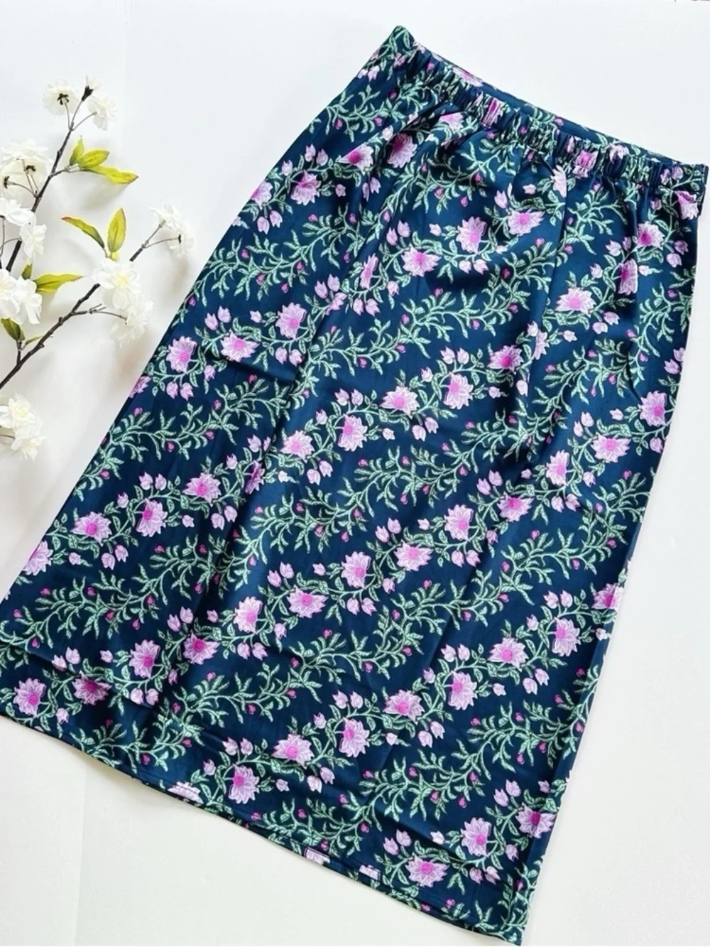 NEW J.Crew Factory Printed Bias Slip Skirt & Top Set Antique Navy Vintage Floral - Picture 12 of 12